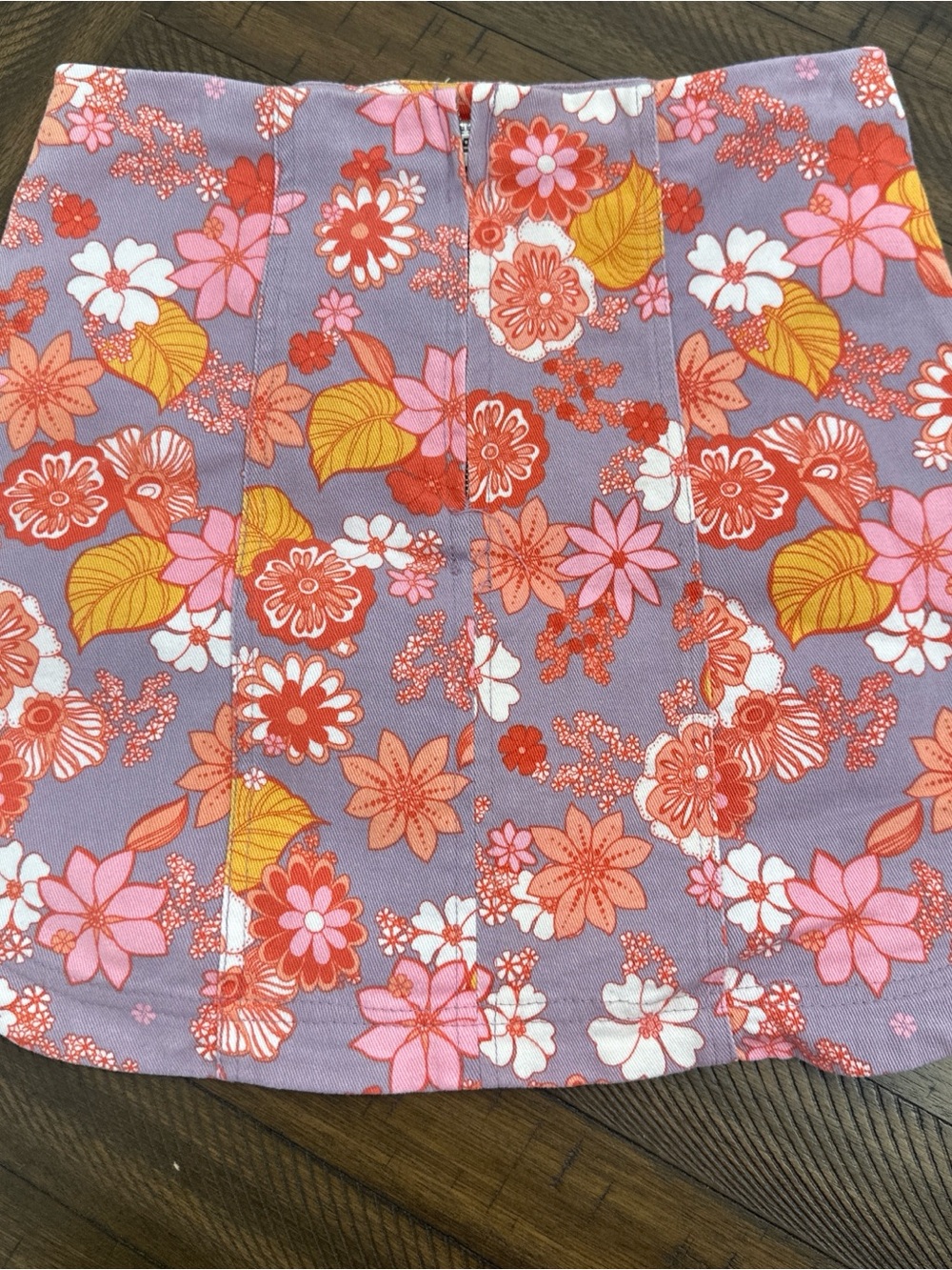 Peach Love California Lavender Mini Skirt with Coral & Pink Floral Trim - Picture 2 of 3